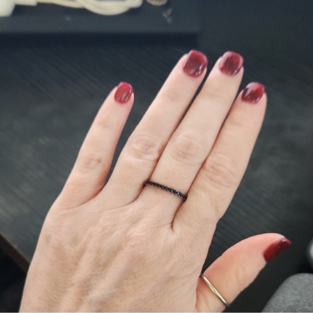 Black Pavé Thin Stackable Ring - Women's Jewelry